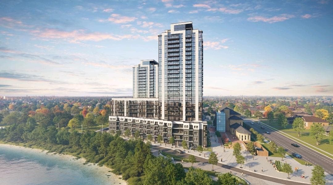 Rendering of the Old Victoria two-tower residential development on the Thames River, London, Ontario